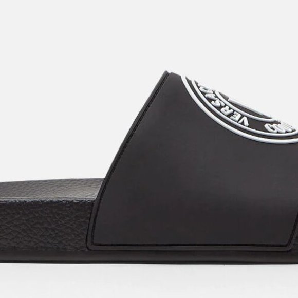 VERSACE Black V-Emblem Sandals Size 36 - Picture 4 of 5